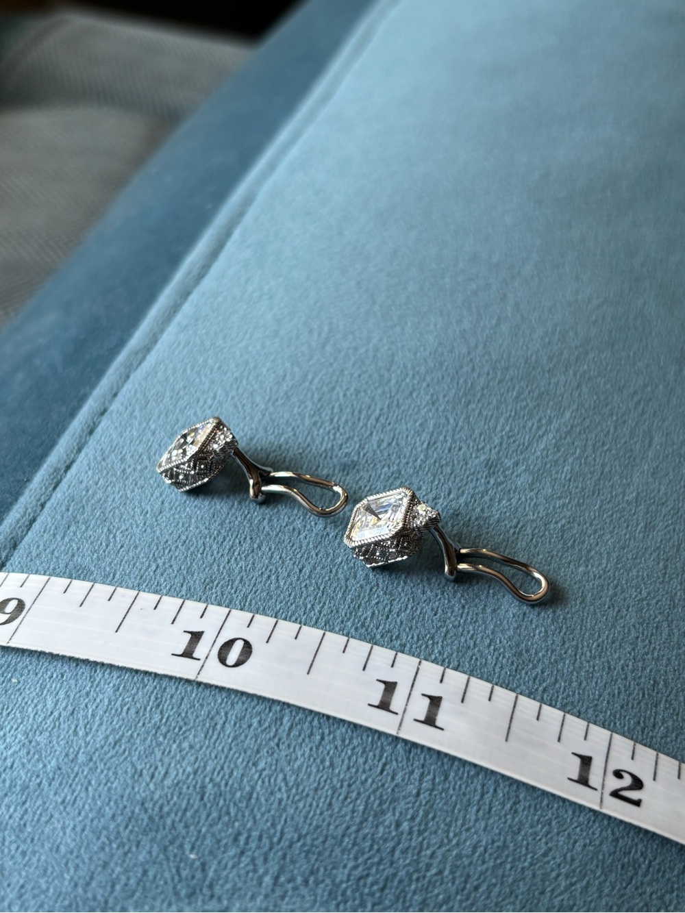 Judith Ripka 925 Sterling Silver CZ Rope Design Clip-On Earrings - Picture 5 of 8